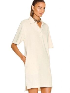 Helmut Lang Waffle Polo Dress Winter White, M